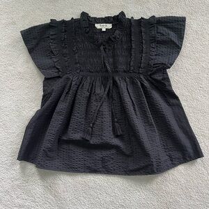 Sea New York Charcoal Ruffle Blouse